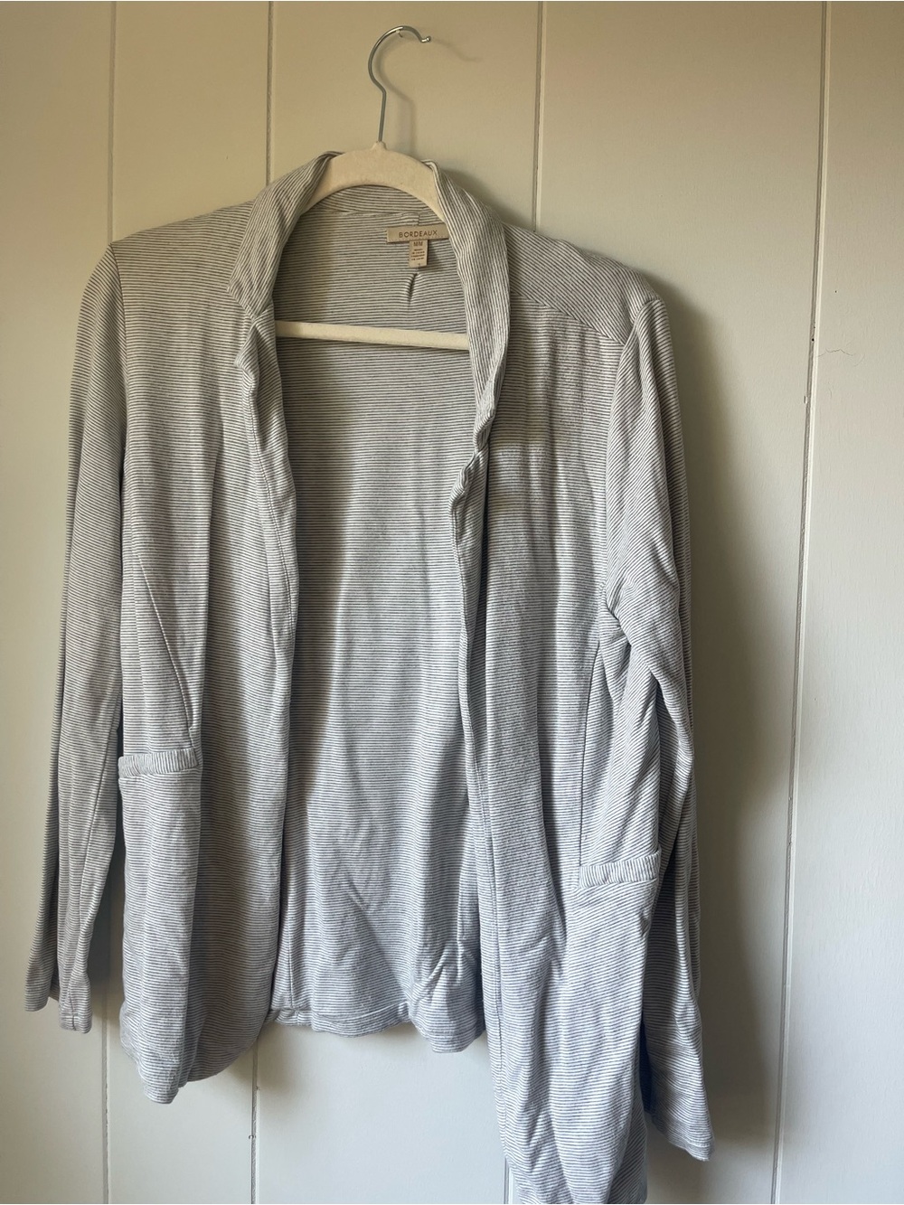 Bordeaux Light Gray Open-Front Draped Cardigan